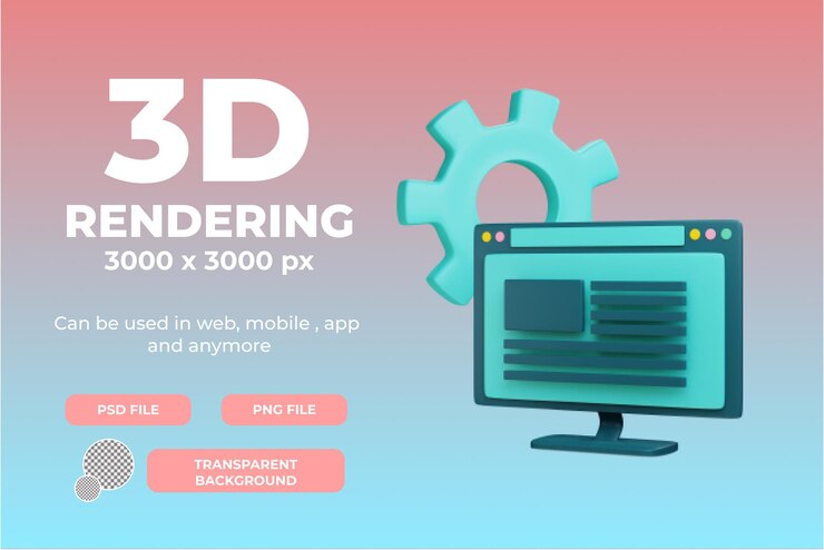 PSD objeto de ilustración de blog de mantenimiento de renderizado 3d con fondo transparente