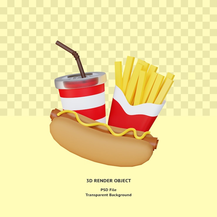 PSD objeto de ilustración de comida rápida 3d prestados