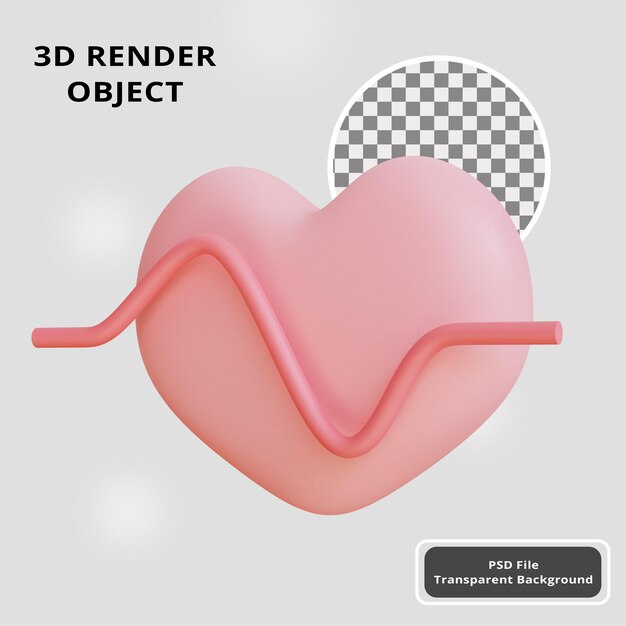 Objeto de ilustración de corazón de renderizado 3d psd premium