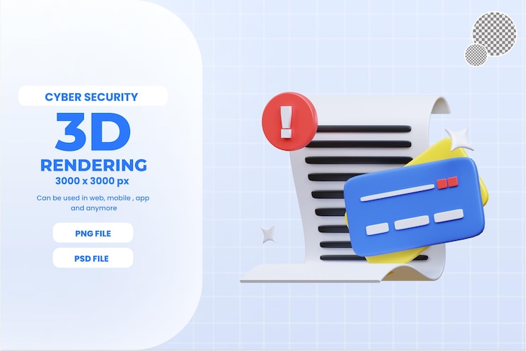 PSD objeto de ilustración de icono de alerta de pago en línea 3d premium psd