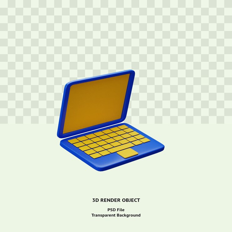 PSD objeto de ilustración de icono de computadora portátil 3d renderizado psd premium para web