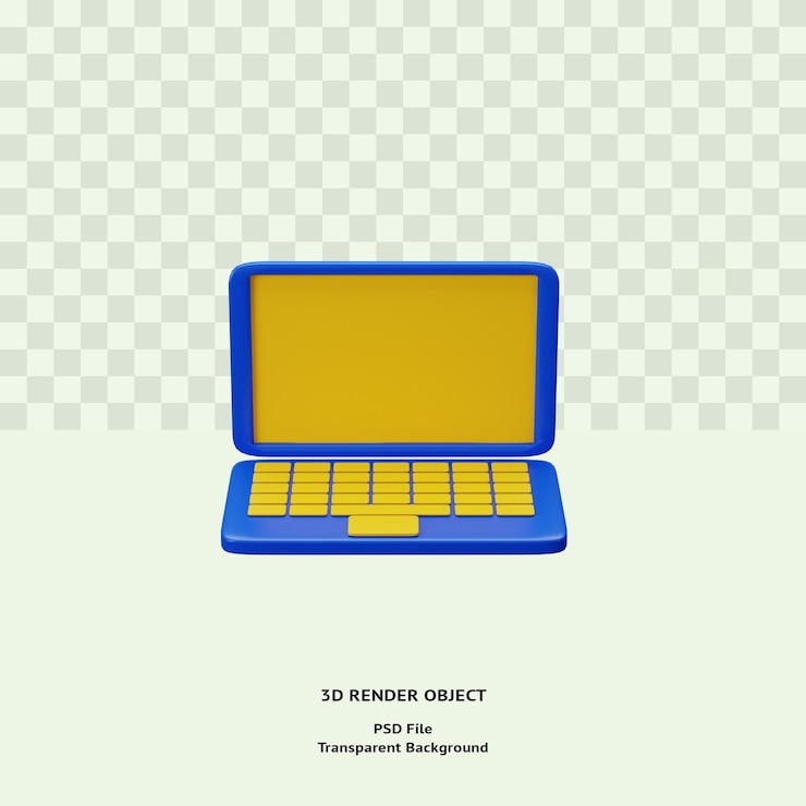 PSD objeto de ilustración de icono de computadora portátil 3d renderizado psd premium