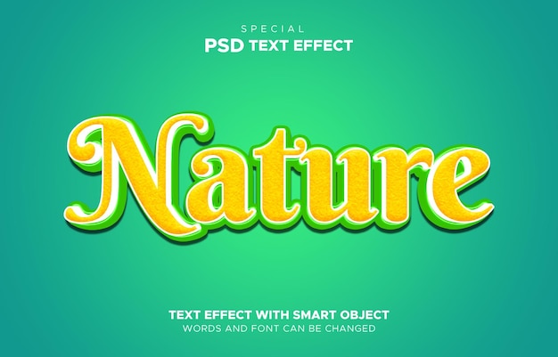 Objeto inteligente de efeito de texto editável em 3d da natureza