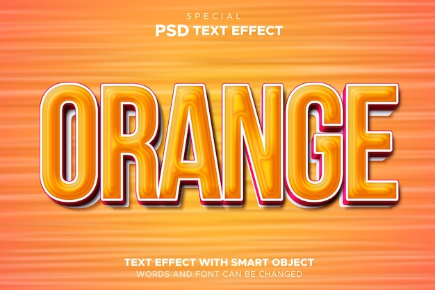 PSD objeto inteligente de efeito de texto laranja