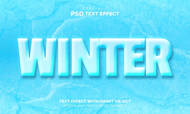 Objeto inteligente editable con efecto de texto de invierno