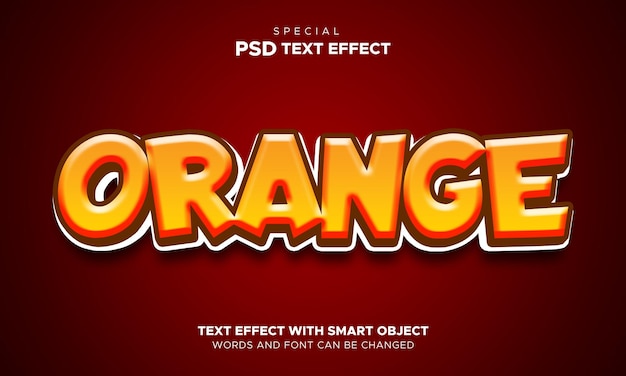 PSD objeto inteligente editável com efeito de texto laranja