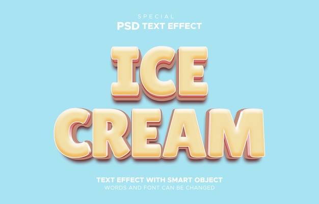 Objeto inteligente editável de efeito de texto de sorvete