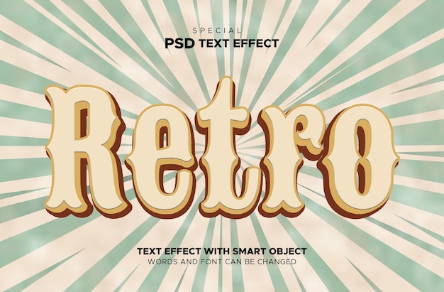 PSD objeto inteligente editável retrô de efeito de texto
