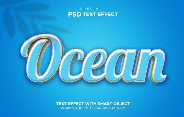 PSD objeto inteligente oceano de efeito de texto editável