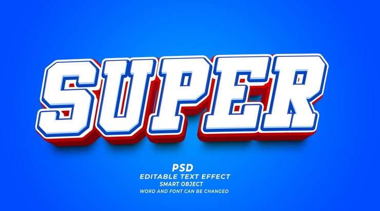 PSD objeto inteligente de plantilla psd de efecto de texto editable super 3d