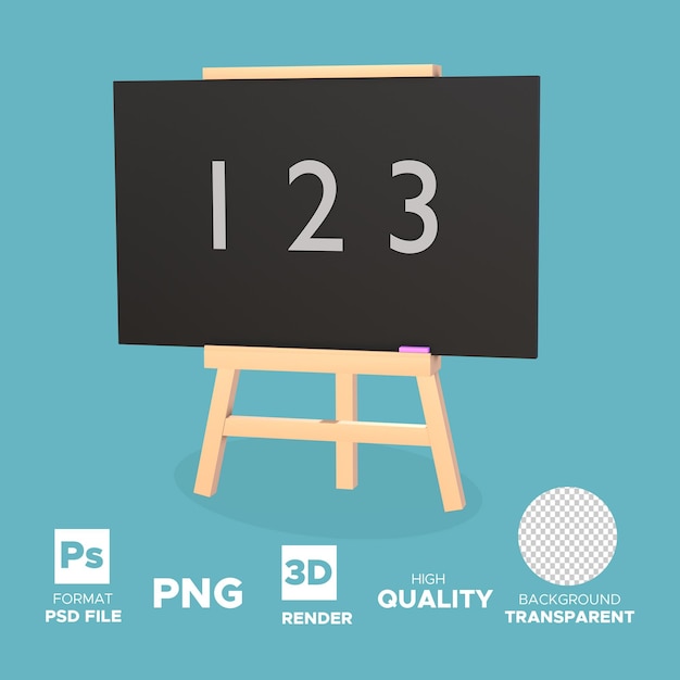 Objeto isolado do ícone de renderização 3D do quadro-negro