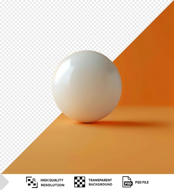 PSD objeto isolado único em bola de massagem branca em fundo laranja com uma sombra escura e parede laranja no fundo