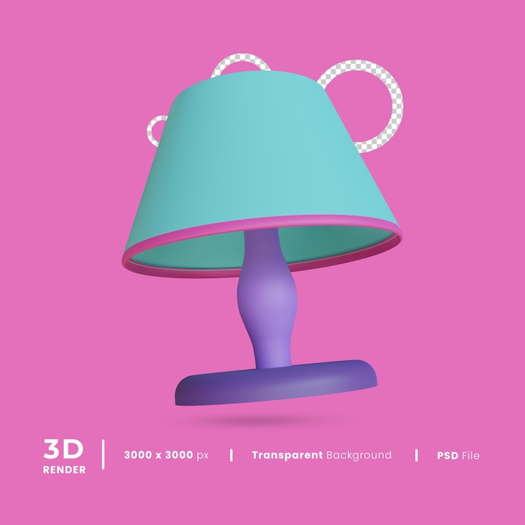PSD objeto de lámpara de mesa 3d con fondo transparente psd premium