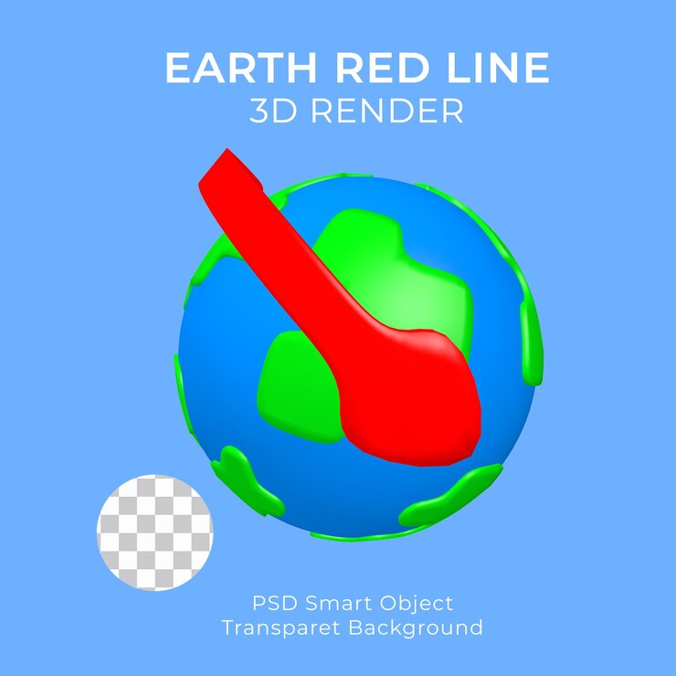 PSD objeto de línea roja tierra 3d
