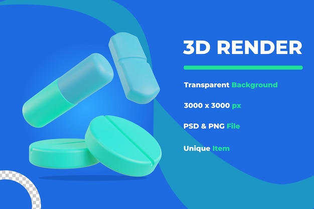 objeto de medicina de tableta de procesamiento 3d