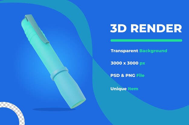 Objeto de pluma de linterna médica de procesamiento 3D