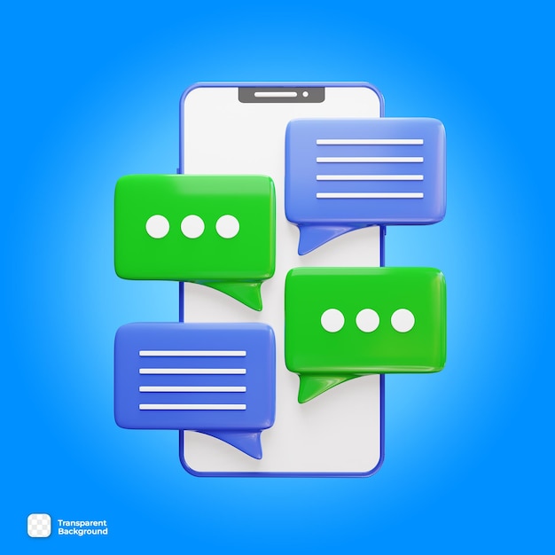 Objeto PSD 3D de mensajes o notificaciones en el smartphone