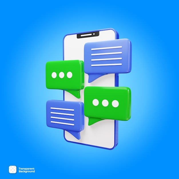PSD objeto psd 3d de mensajes o notificaciones en el smartphone
