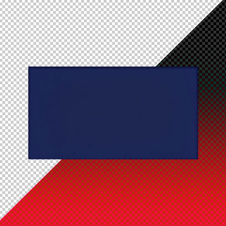 PSD objeto rectangular azul oscuro sobre un fondo transparente