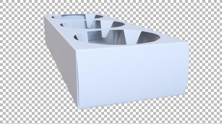 PSD un objeto rectangular blanco con tres recortes circulares probablemente diseñado para contener artículos o servir a una función específica