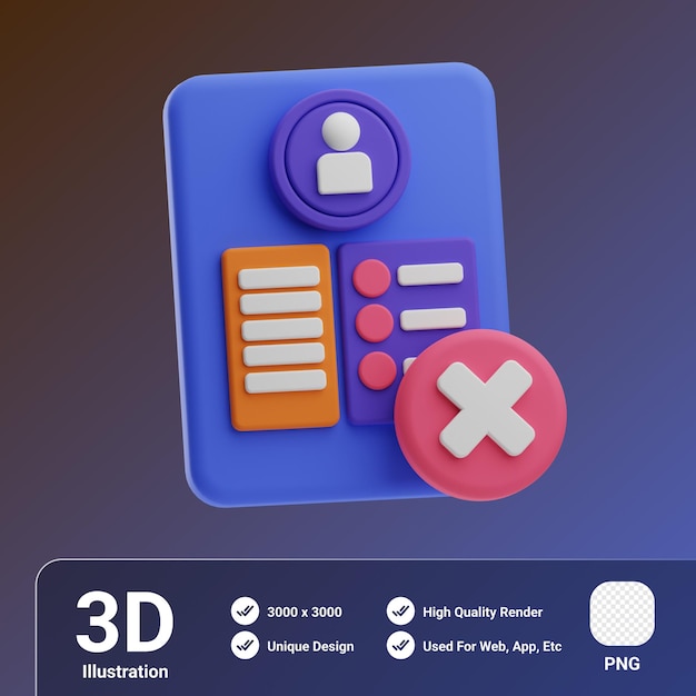 PSD objeto de recursos humanos rechazado ilustración 3d