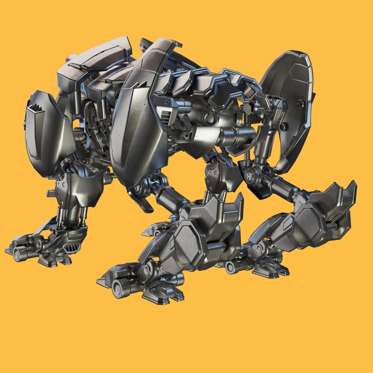 PSD objeto de renderización 3d no humano de metal y vidrio