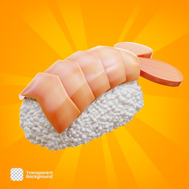 Objeto de renderizado 3D Camarones japoneses Sushi PNG Transparente PSD Premium PSD Premium
