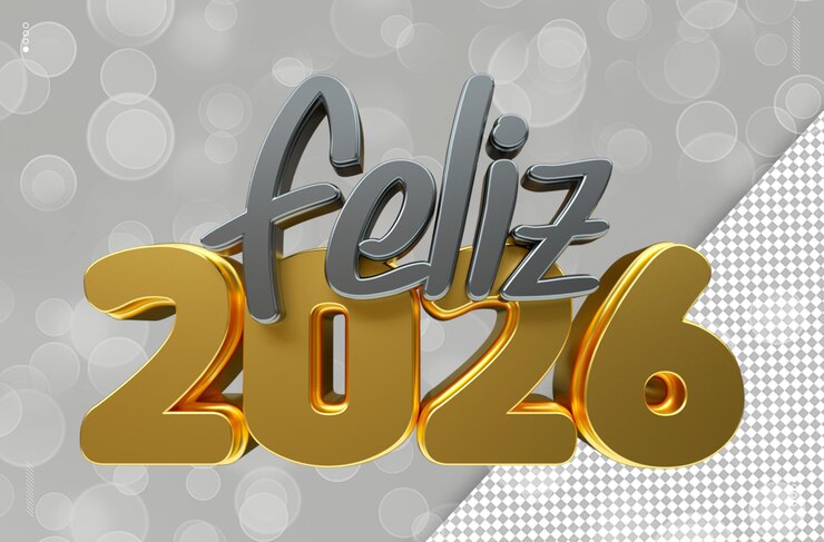 PSD objeto renderizado en 3d feliz año nuevo