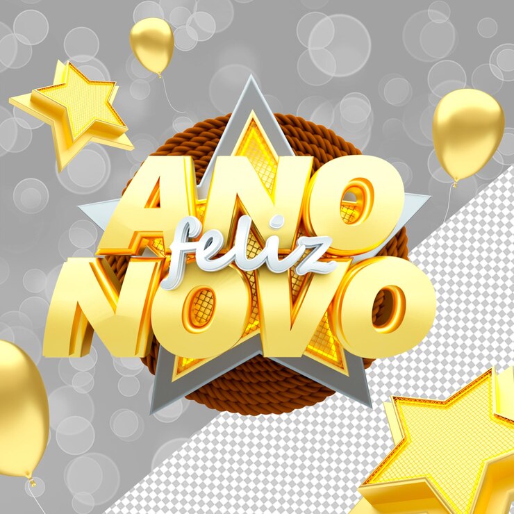 PSD objeto renderizado en 3d feliz año nuevo