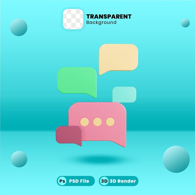 Objeto de representación 3d aislado de chat con fondo transparente