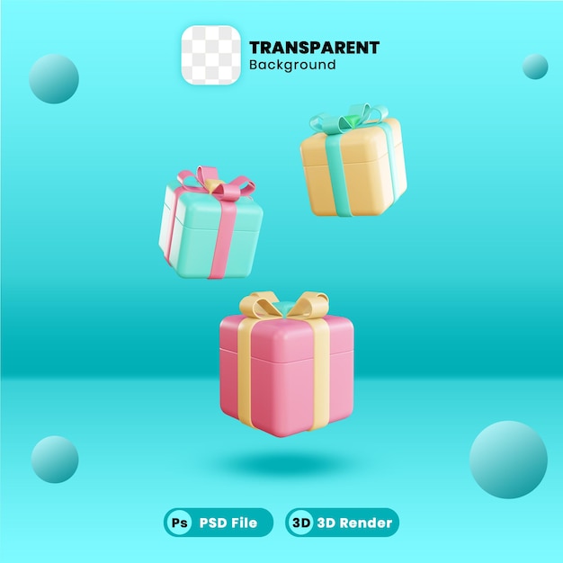 Objeto de representación 3d aislado de regalo con fondo transparente