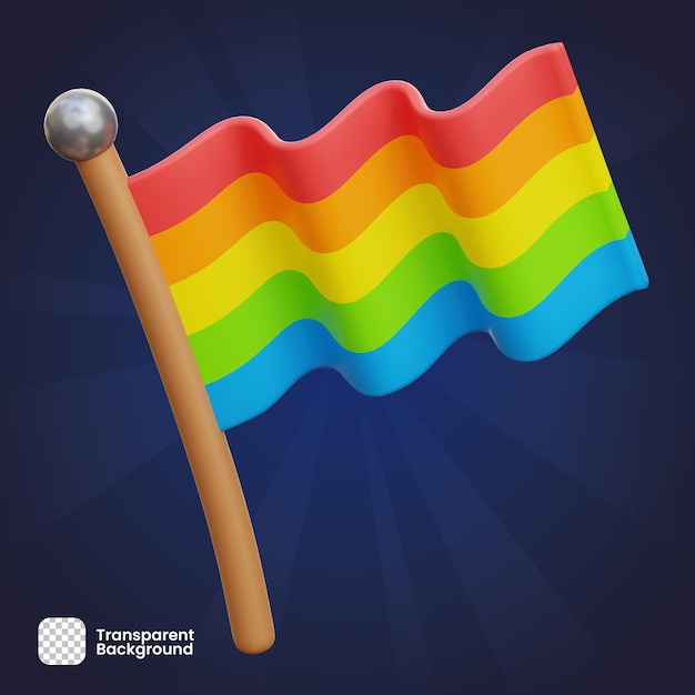 PSD objeto de representación 3d lgbtq rainbow flag png transparente psd premium