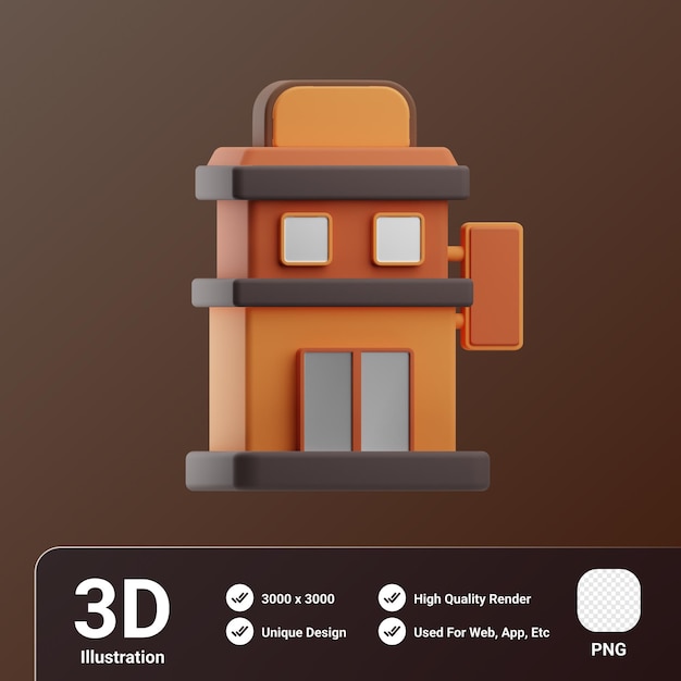 PSD objeto de reserva de hotel hotel ilustración 3d