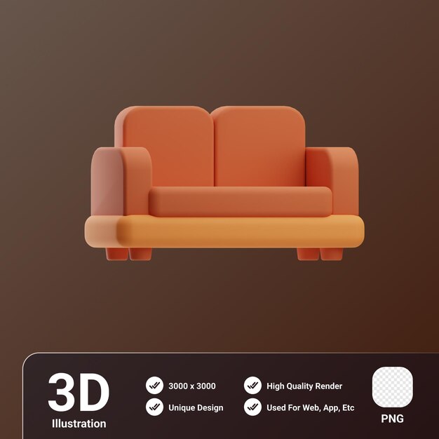 Objeto de reserva de hotel Sofá Ilustración 3D