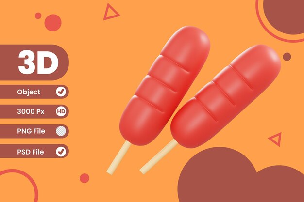 objeto de salchicha de ilustración 3d