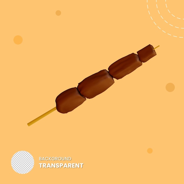 Objeto satay de ilustración 3d con fondo transparente