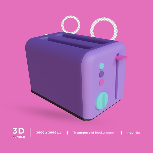 Objeto tostador 3d con fondo transparente PSD Premium