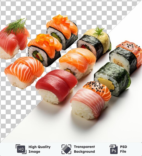 PSD objeto transparente fotografía realista de sushi chef de sushi creaciones de la tienda de sushi