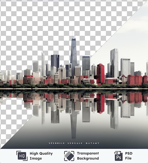 PSD objeto transparente fotográfico realista del horizonte de la ciudad del planificador urbano