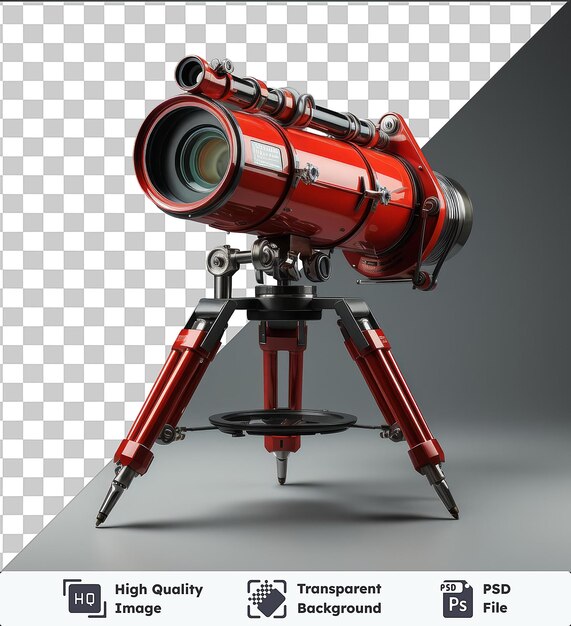 PSD objeto transparente fotográfico realista investigador de ovnis _ s telescopio un trípode rojo