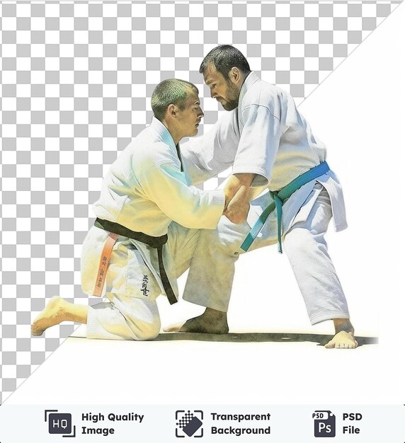 Objeto transparente fotográfico realista juego de judo del maestro de judo