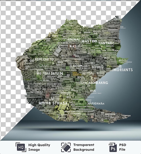 PSD objeto transparente fotográfico realista mapa lingüístico del lingüista