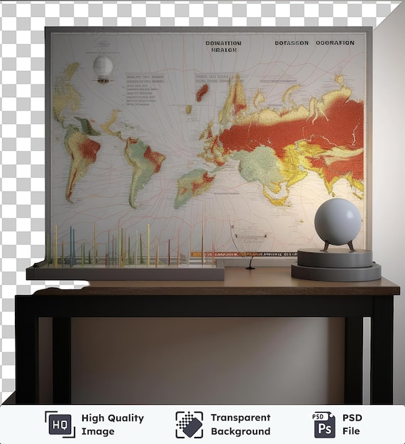 PSD objeto transparente fotográfico realista sismólogo _ s gráfico de dados de terremotos mapa do mundo