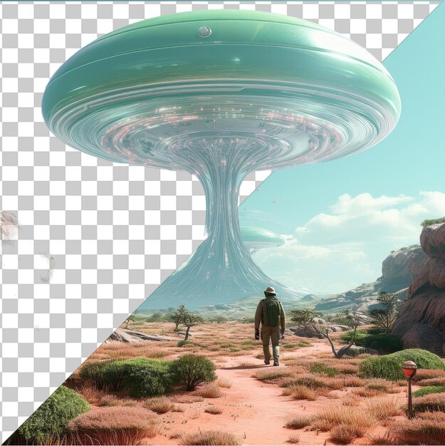 PSD objeto transparente fotográfico realista xenobiólogo _ s planeta alienígena