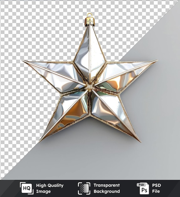 PSD objeto transparente modelo de estrella de navidad en un fondo gris