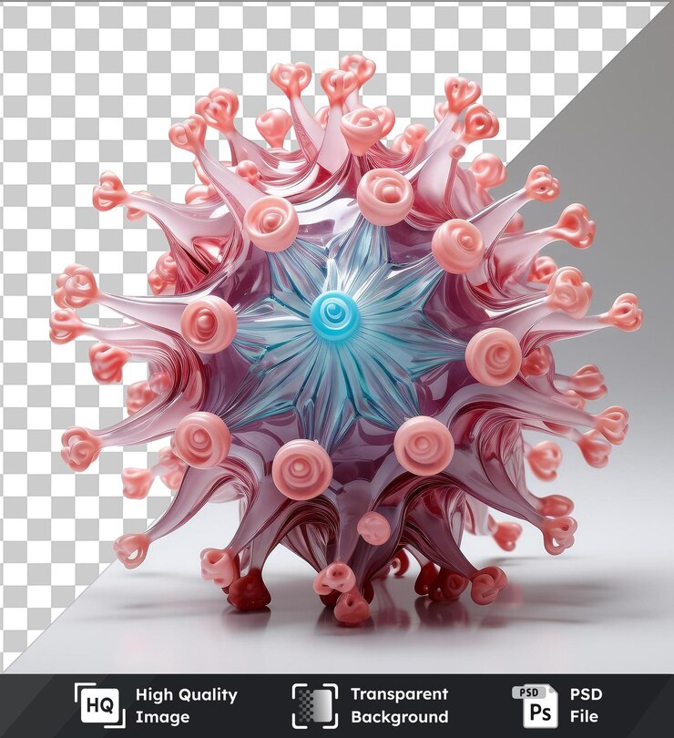 PSD objeto transparente modelo de virus fotográfico realista del virólogo