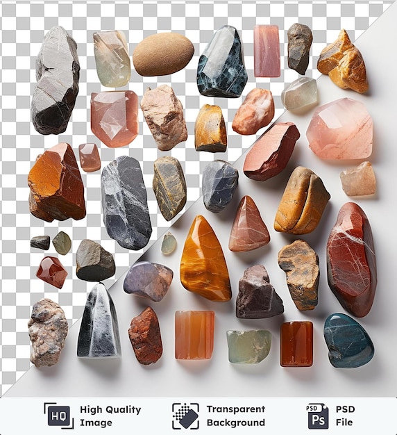 PSD objeto transparente muestras de roca fotográficas realistas del geólogo