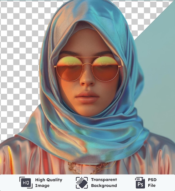 PSD objeto transparente ramadan hijab tradicional y gafas de sol en el rostro de una mujer39