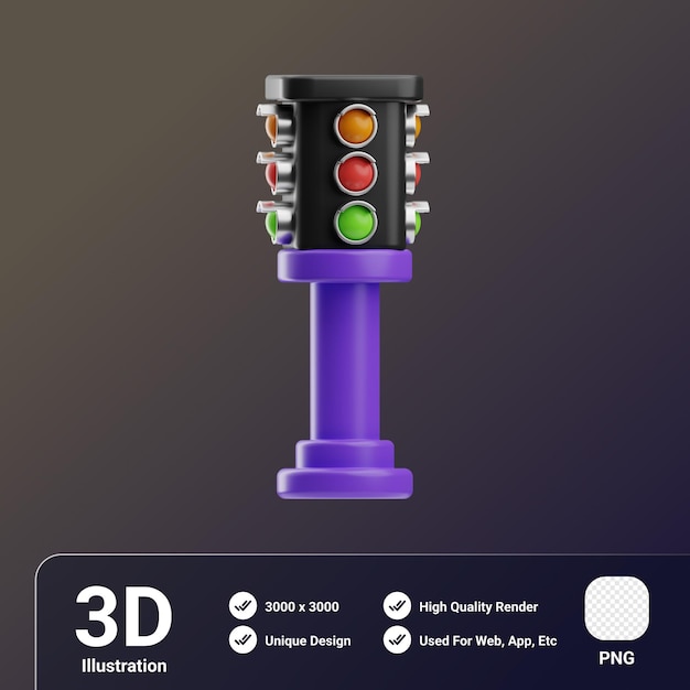 PSD objeto de transporte y señal cono de tráfico ilustración 3d