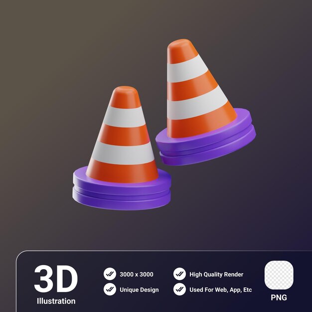 Objeto de transporte y señal Cono de tráfico Ilustración 3d